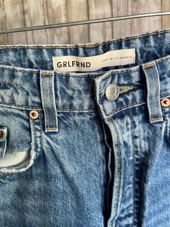 GRLFRND Karolina High Rise Straight Crop Jeans La Playa Raw Hem Size 27